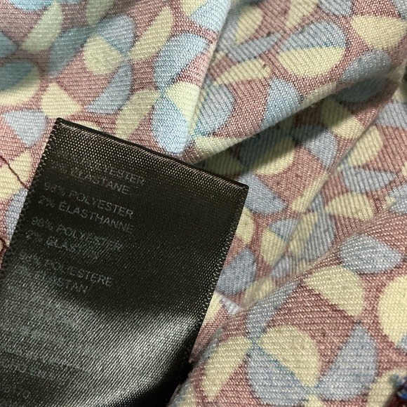 Geometric Patterned Blue and Yellow Skirt with button front - Picture 6 of 9